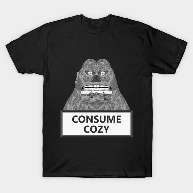 CONSUME COZY B&W T-Shirt by Walters Wares